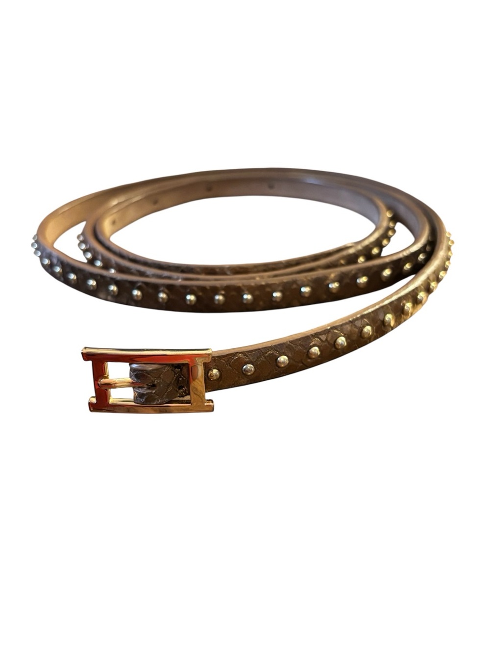 Talbots Bronze skinny leather gold stud belt